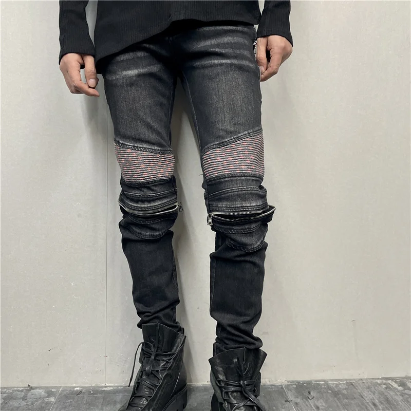 High Quality Stitching Zipper To Do Old Repair High Street Trend Jeans Knife Cut Pants Ripped Jean For Men Washed Tie Dyed Pants
High Quality Stitching Zipper To Do Old Repair High Street Trend Jeans Knife Cut Pants Ripped Jean For Men Washed Tie Dyed Pants