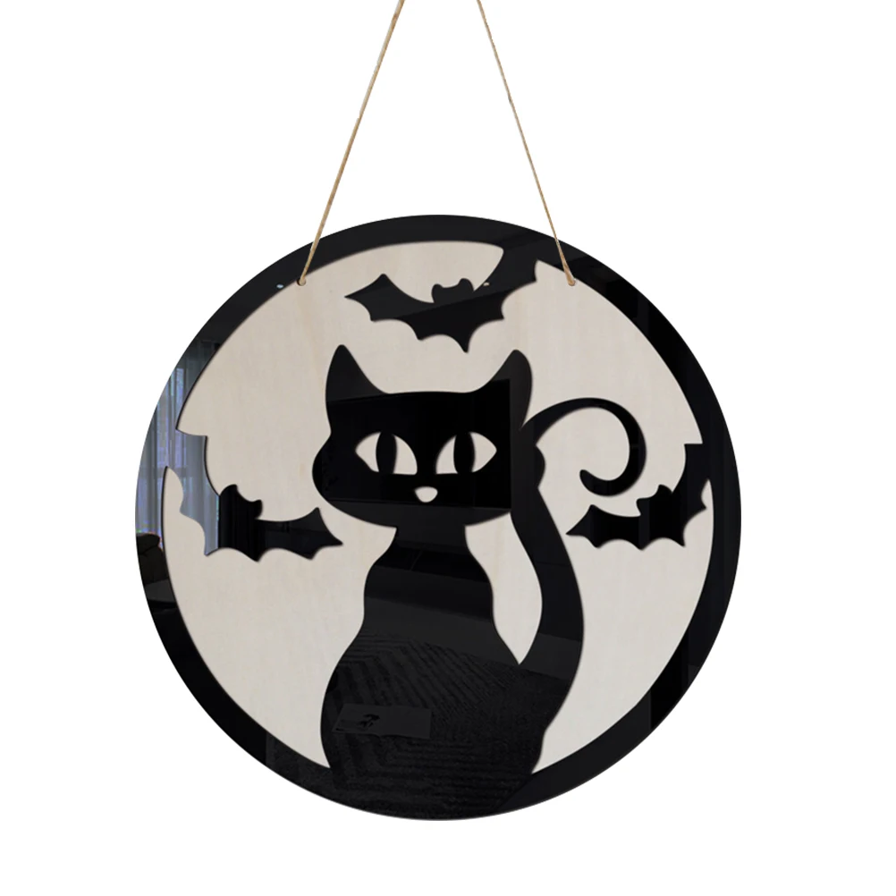 Halloween Door Sign Wooden Hanging Sign with Kitten Pattern for Front Door Wooden Wall Decor for Halloween Home Party Outdoor 
Halloween Door Sign Wooden Hanging Sign with Kitten Pattern for Front Door Wooden Wall Decor for Halloween Home Party Outdoor