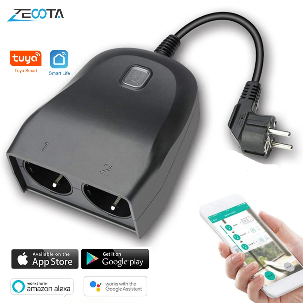Wifi Smart Plug Power Strip Electrical Extenstion Sockets Dual Outlet Outdoor Weatherproof Wireless Remote by Alexa Google Home
Wifi Smart Plug Power Strip Electrical Extenstion Sockets Dual Outlet Outdoor Weatherproof Wireless Remote by Alexa Google Home