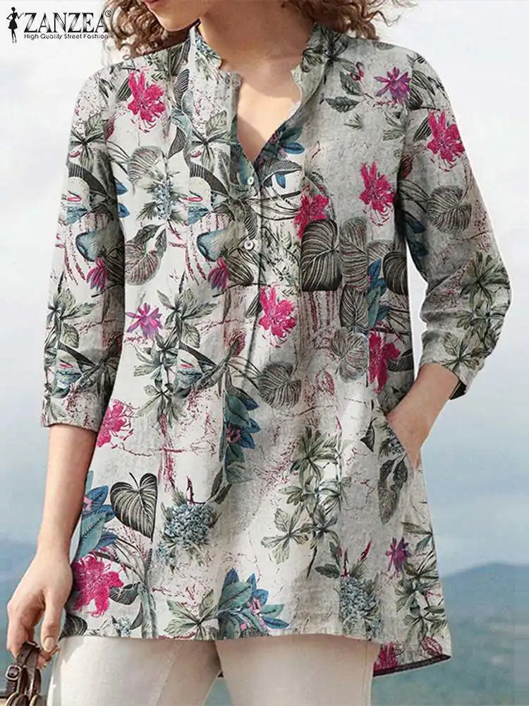 Vintage Floral Printed Blouse ZANZEA Bohemian Summer Tops Women Casual V Neck 3/4 Sleeve OL Work Shirt Cotton Blusas Oversized
Vintage Floral Printed Blouse ZANZEA Bohemian Summer Tops Women Casual V Neck 3/4 Sleeve OL Work Shirt Cotton Blusas Oversized