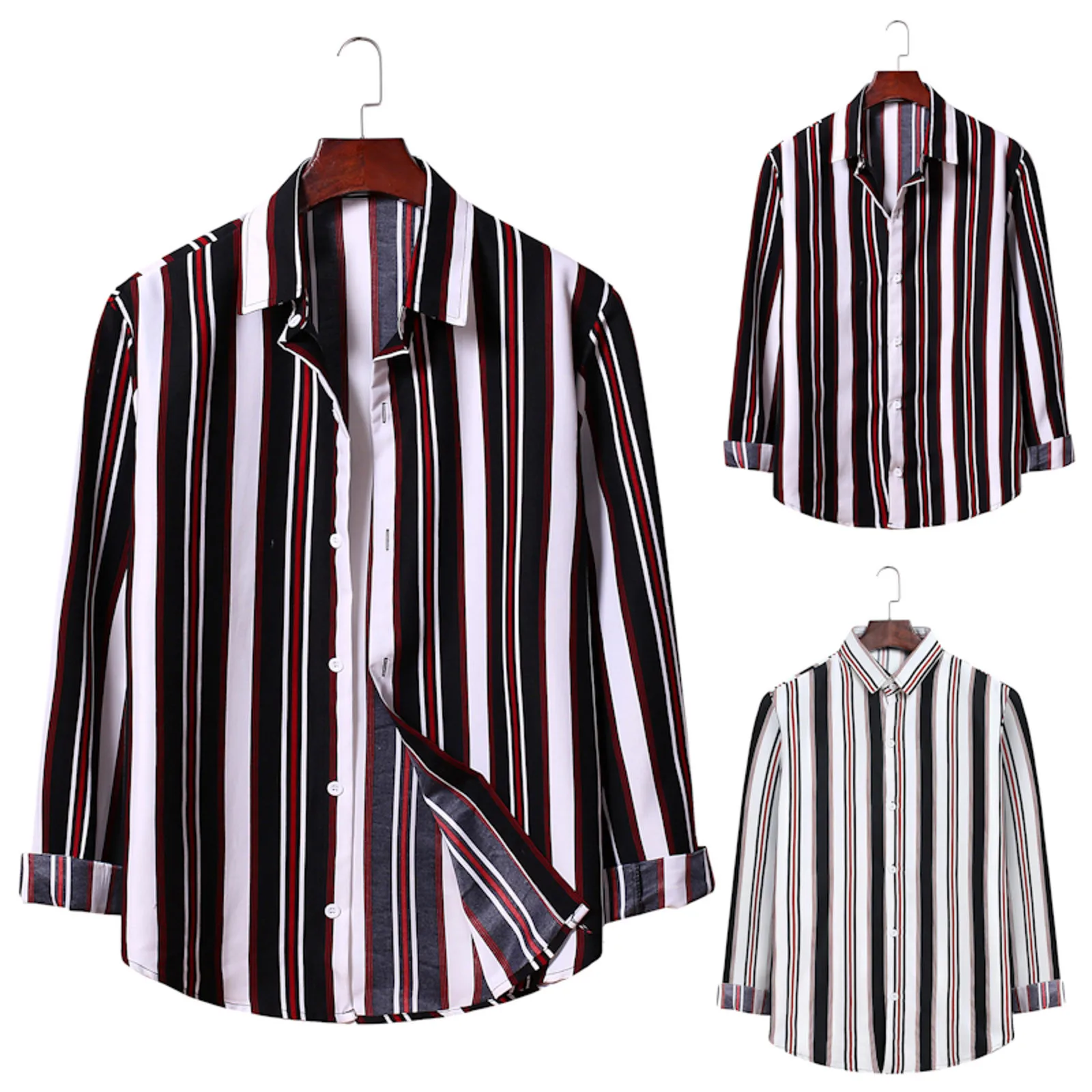 Lapel Casual Striped Contrast Top Men's Blouse Long-sleeved Shirt Men Shirts Bodysuit Short Romper
Lapel Casual Striped Contrast Top Men's Blouse Long-sleeved Shirt Men Shirts Bodysuit Short Romper