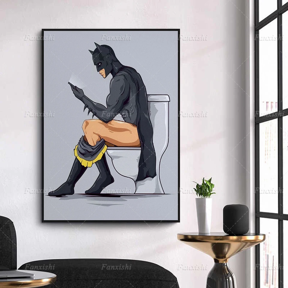 Batman Texting On The Toilet Funny Canvas Painting Prints Modular Pictures Wall Art Home Decor Modern Bedside Background Poster
Batman Texting On The Toilet Funny Canvas Painting Prints Modular Pictures Wall Art Home Decor Modern Bedside Background Poster