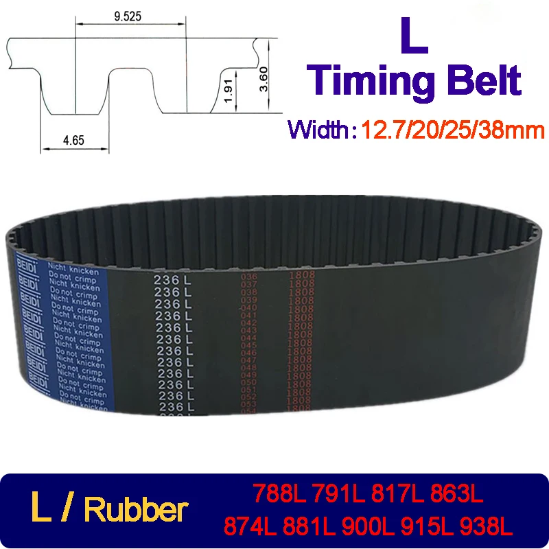 L Rubber Timing Belt Width 12.7/20/25/38mm 788L 791L 817L 863L 874L 881L 900L 915L 938L Synchronous Belt
L Rubber Timing Belt Width 12.7/20/25/38mm 788L 791L 817L 863L 874L 881L 900L 915L 938L Synchronous Belt