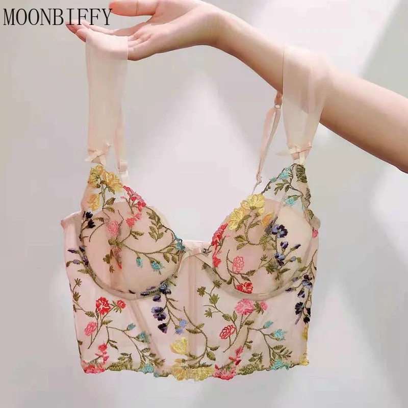 French Spring Floral Embroidery Lingerie Top Romantic Thin Cup with Pad Bralette Women Sexy Push Up Underwear Cute Lace Bra
French Spring Floral Embroidery Lingerie Top Romantic Thin Cup with Pad Bralette Women Sexy Push Up Underwear Cute Lace Bra