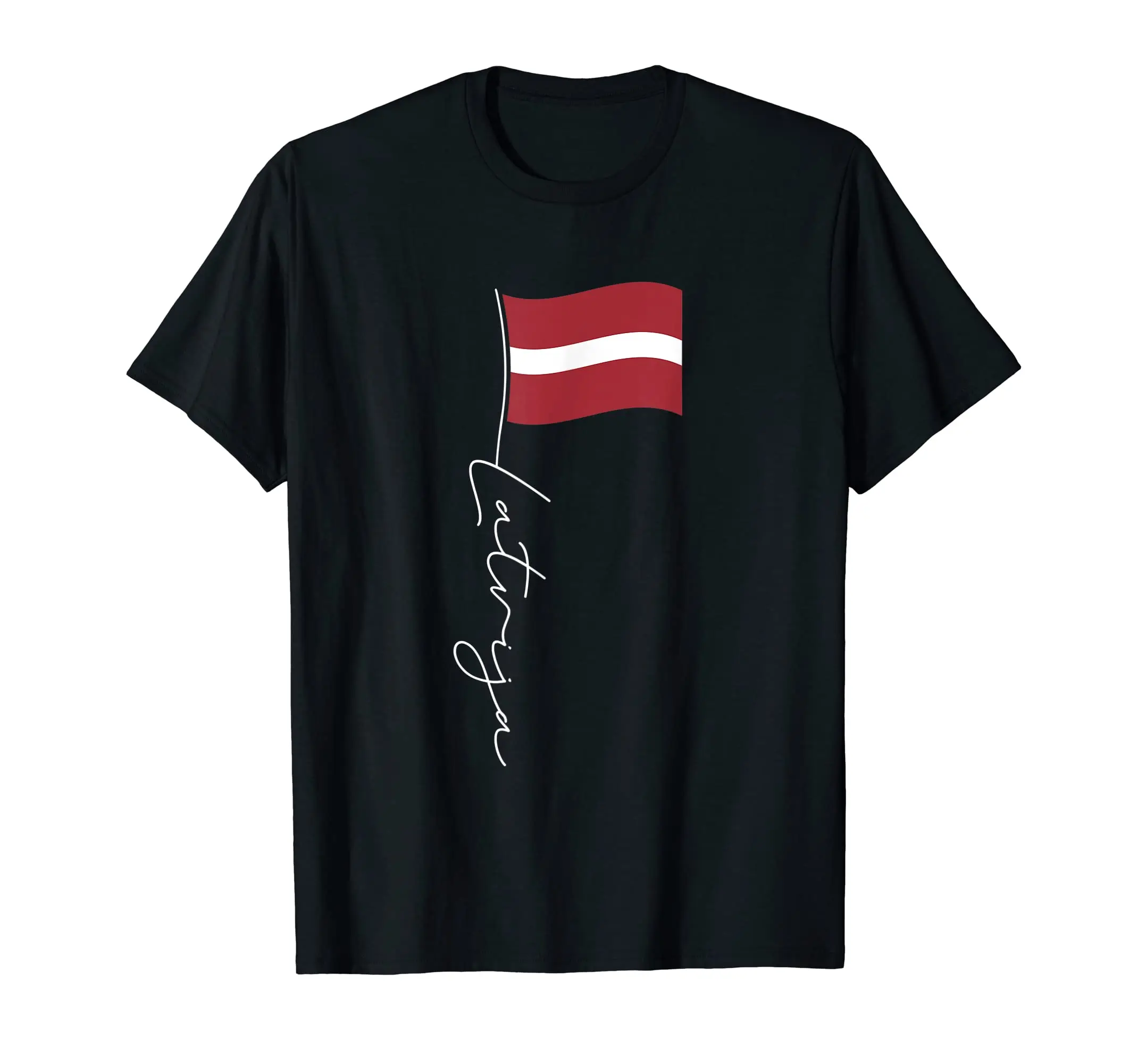 

100% Cotton Latvia Signature Flag Pole Elegant Patriotic Latvian Flag T-Shirt Hip Hop MEN WOMEN UNISEX T Shirts