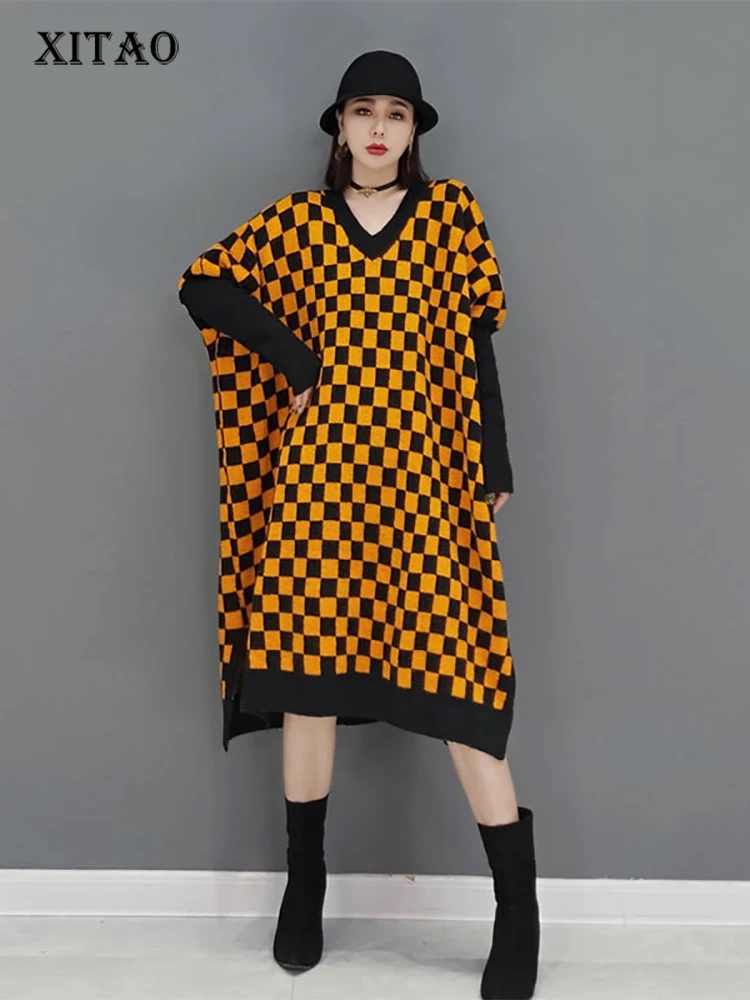 XITAO Plaid Knitting Dress Women 2022 Spring New Arrival Personality Fashion Loose V-neck Full Sleeve All Match Dress GWJ1091
XITAO Plaid Knitting Dress Women 2022 Spring New Arrival Personality Fashion Loose V-neck Full Sleeve All Match Dress GWJ1091