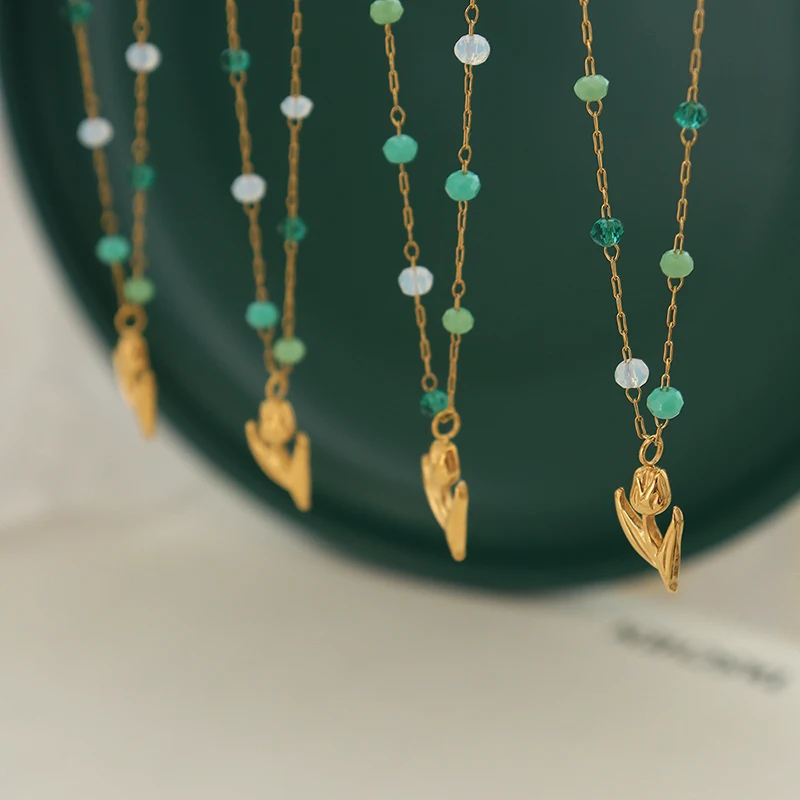 Ladies Crystal Beaded Necklace Tulip Pendant Fresh Style Necklace Flower Pendant Jewelry Wholesale Valentines Present For Girls
Ladies Crystal Beaded Necklace Tulip Pendant Fresh Style Necklace Flower Pendant Jewelry Wholesale Valentines Present For Girls