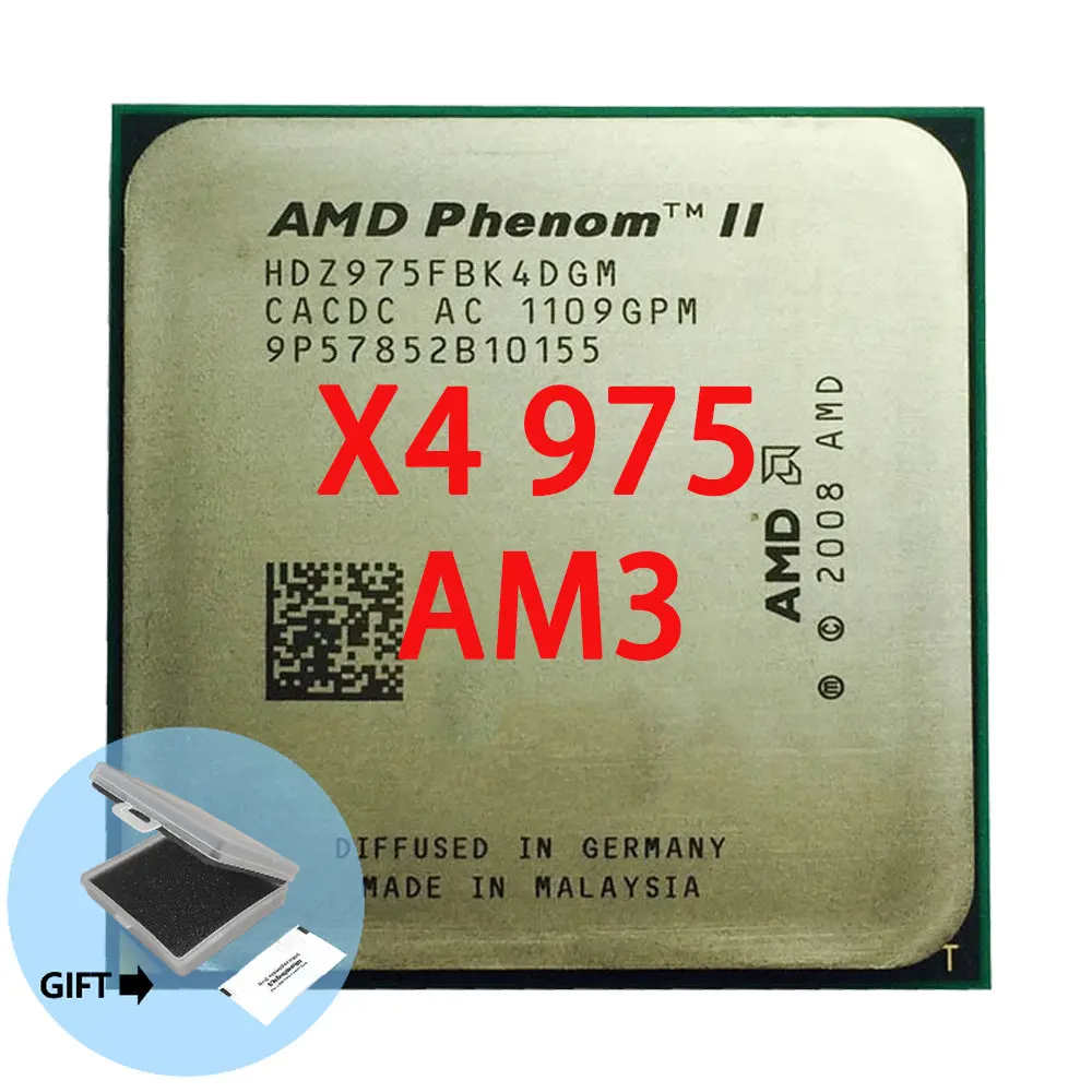 

AMD Phenom II X4 975 Black Edition X4 975 3.6 GHz Quad-Core CPU Processor HDZ975FBK4DGM Socket AM3