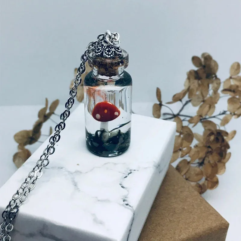 Red mushroom bottle pendant Real moss necklace Shroom necklace Gifts for her wanderlust jewelry y2k jewelry 
Red mushroom bottle pendant Real moss necklace Shroom necklace Gifts for her wanderlust jewelry y2k jewelry