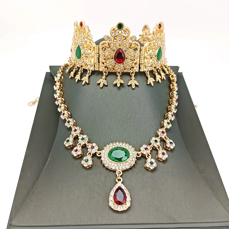 Moroccan Wedding Jewelry Set French Ladies Jewelry Luxury Crystal Pendant Necklace Bridal Tassel Head Chain
Moroccan Wedding Jewelry Set French Ladies Jewelry Luxury Crystal Pendant Necklace Bridal Tassel Head Chain