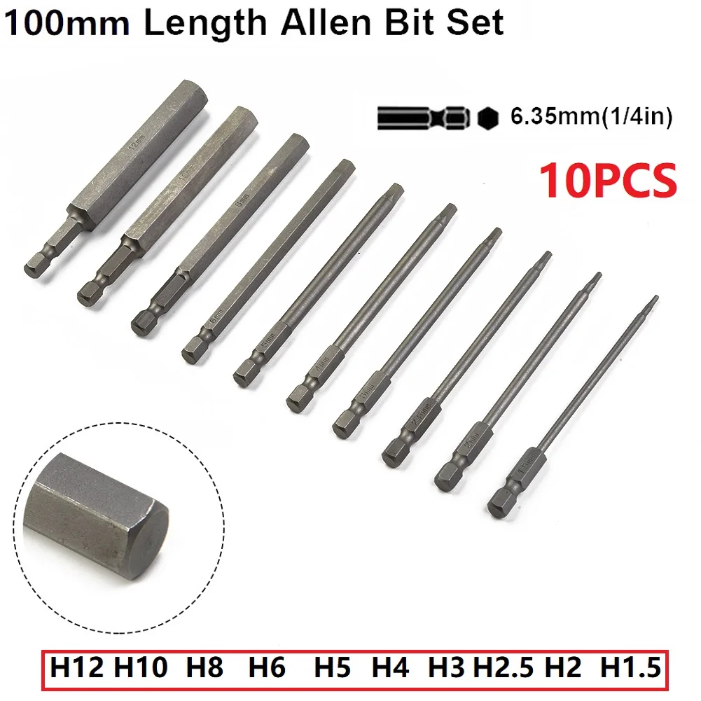 1/4 Inch Hex Screwdriver Bits 100mm 10pcs Allen Wrench Drill Bit Hex Head Magnetic Tip Metric Screwdriver Bits
1/4 Inch Hex Screwdriver Bits 100mm 10pcs Allen Wrench Drill Bit Hex Head Magnetic Tip Metric Screwdriver Bits