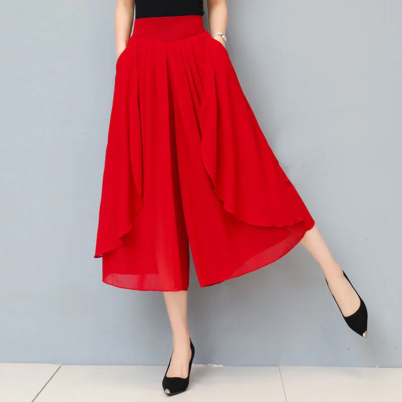 022 New Chiffon breathable Wide-leg pants with pockets Women's Summer cropped pants high waist loose casual pants Skirt pants
022 New Chiffon breathable Wide-leg pants with pockets Women's Summer cropped pants high waist loose casual pants Skirt pants