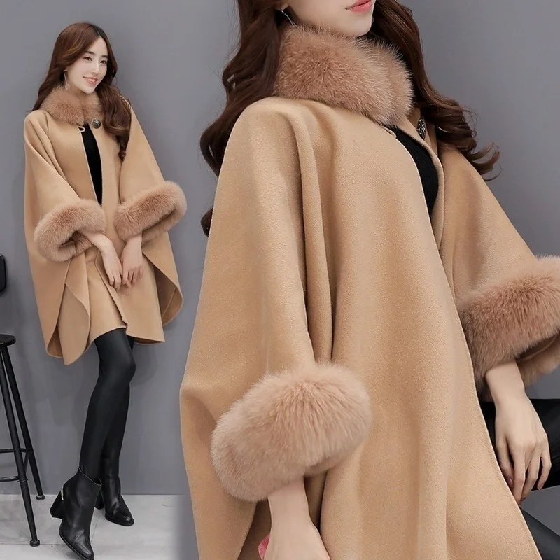 Winter Women's Fur Coat Wool Coat Women's Casual Cloak Shawl Cloak Jacket 
Winter Women's Fur Coat Wool Coat Women's Casual Cloak Shawl Cloak Jacket