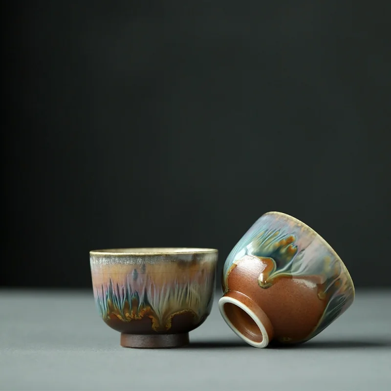 

Jingdezhen Ceramic Handmade Kiln Baked Firewood Tea Cup Tea Cup Master Cup Single Cup Large Gracked Glaze Kung Fu Tea Cup