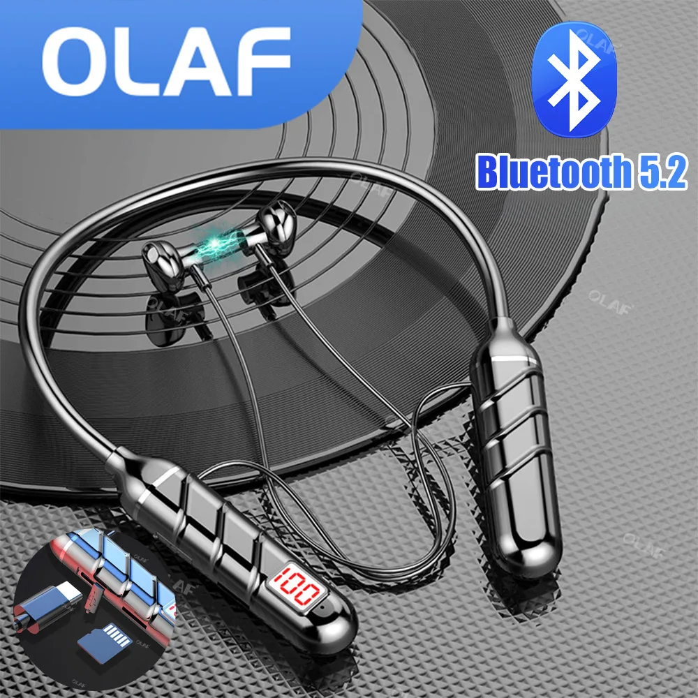 

Беспроводные наушники Olaf с шейным ободом Bluetooth, беспроводные наушники, дисплей, Hi-Fi гарнитура, магнитные TWS наушники с микрофоном, поддержка TF карты