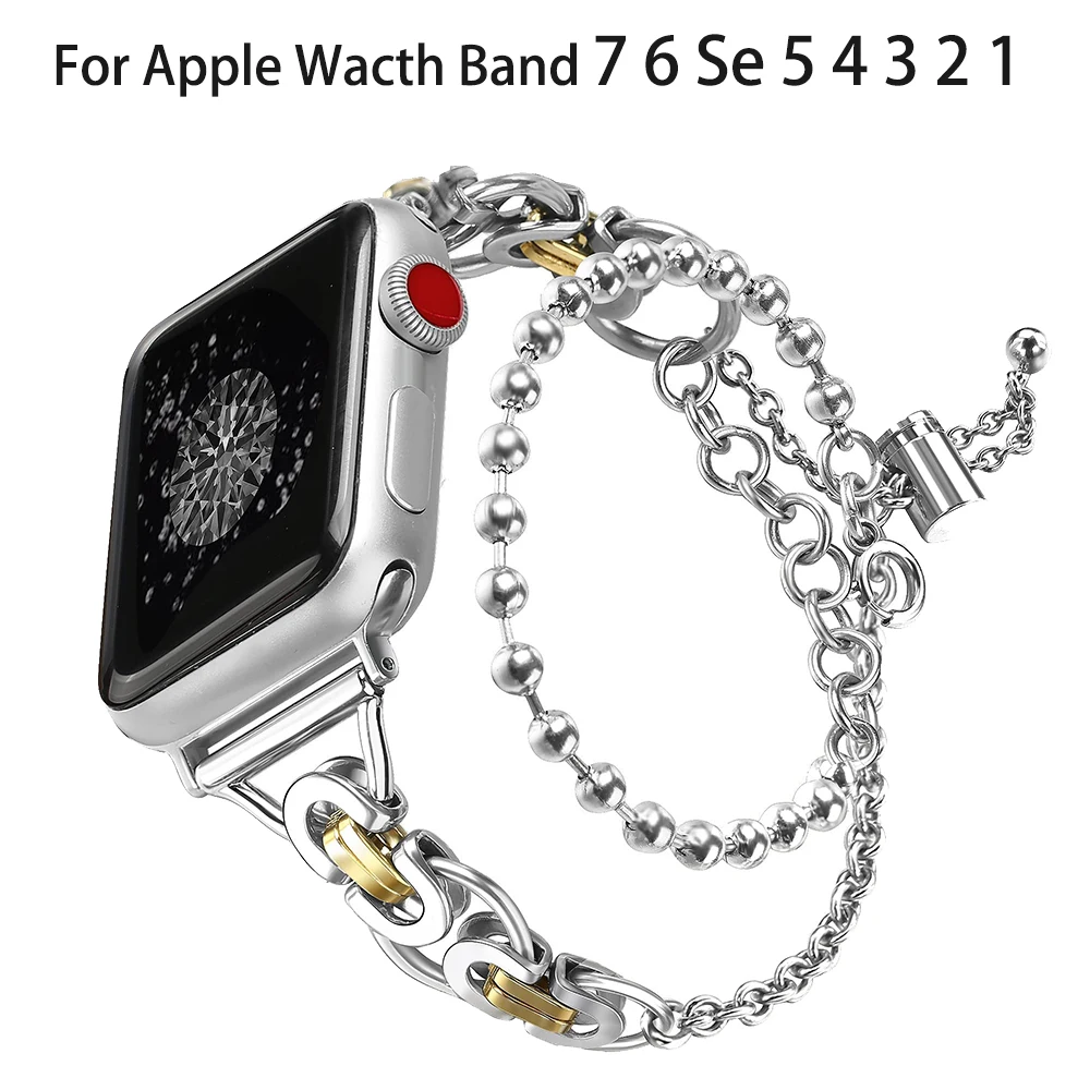 Роскошный ремешок для Apple Watch Band 7 41 мм 45 мм, Женский металлический браслет из нержавеющей стали для iWatch Series 7 6 5 SE 3 40/44 мм 38/42 мм
Роскошный ремешок для Apple Watch Band 7 41 мм 45 мм, Женский металлический браслет из нержавеющей стали для iWatch Series 7 6 5 SE 3 40/44 мм 38/42 мм