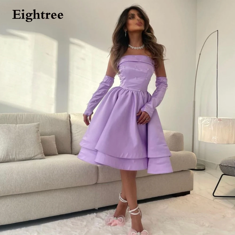 Eightree Lilac Short Prom Dresses 2022 Strapless Keen Length Pearls Formal Evening Gowns Party Dress Robe De Soiree De Mariage
Eightree Lilac Short Prom Dresses 2022 Strapless Keen Length Pearls Formal Evening Gowns Party Dress Robe De Soiree De Mariage