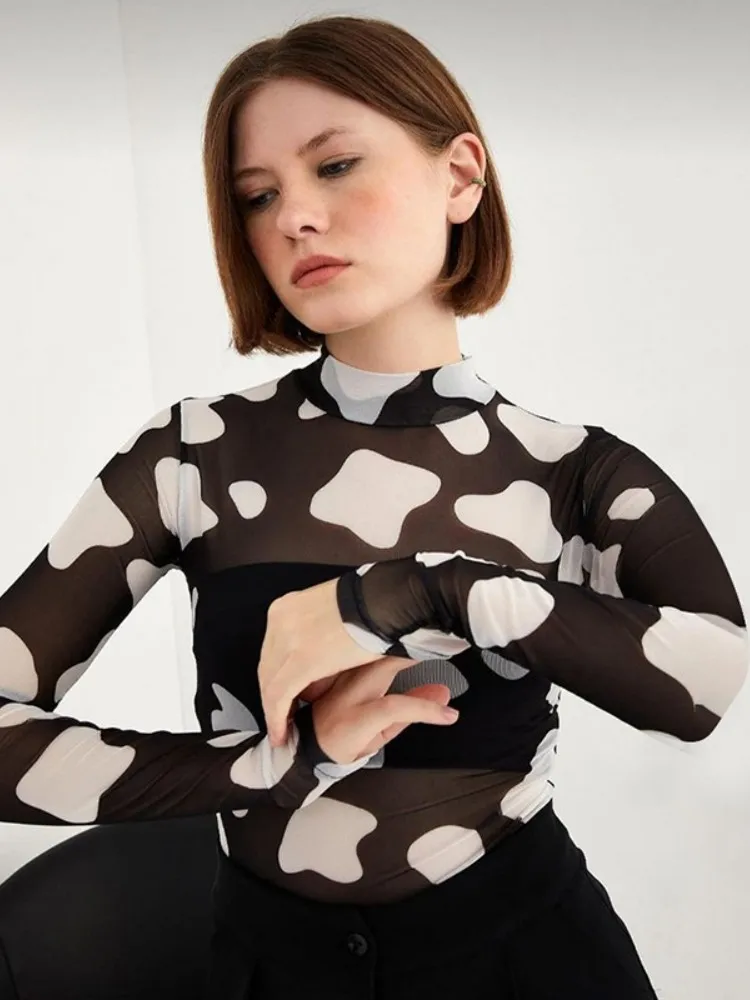 Summer Long Sleeve Women T Shirt Mesh See Through Y2k Clothes Print O-neck Slim Crop Top Sexy Fashion Streetwear Ropa De Mujer
Summer Long Sleeve Women T Shirt Mesh See Through Y2k Clothes Print O-neck Slim Crop Top Sexy Fashion Streetwear Ropa De Mujer