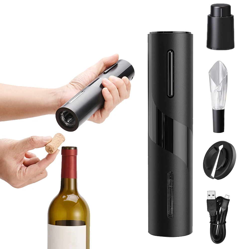 Rechargeable Electric Wine Bottle Opener Foil Cutter Automatic Corkscrew with USB Charging Cable Suit for Kitchen Bar Can Opener 
Rechargeable Electric Wine Bottle Opener Foil Cutter Automatic Corkscrew with USB Charging Cable Suit for Kitchen Bar Can Opener