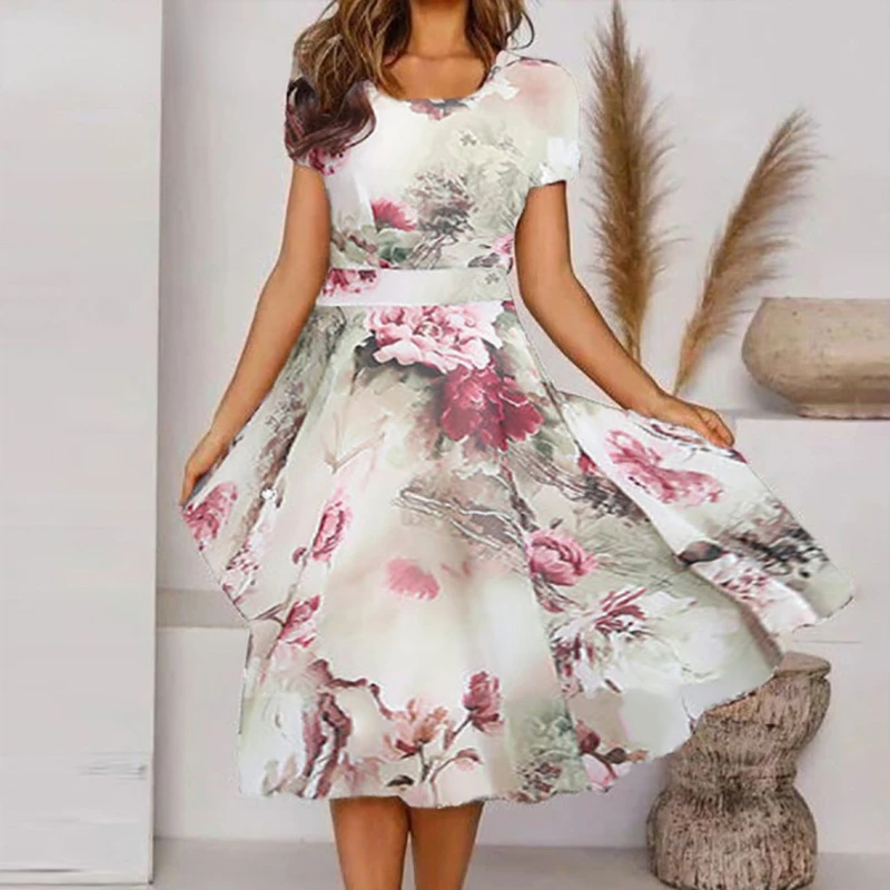Women Retro Floral Print Dress 2022 Summer Short Sleeve A-Line Party Dress Women Elegant O Neck Casual Dress
Women Retro Floral Print Dress 2022 Summer Short Sleeve A-Line Party Dress Women Elegant O Neck Casual Dress