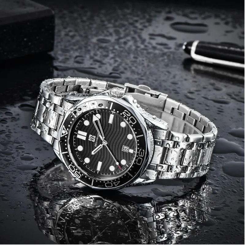 Мужские кварцевые часы Seamaster серии 43 мм волнистый циферблат с функцией даты