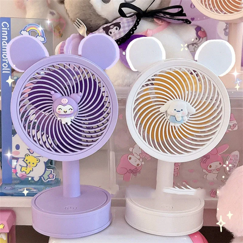 Kawaii Sanrios Kuromi My Melody Cinnamoroll Summer Bear Ears Girl Desktop Desktop USB Silent Bedside Bedroom Adjustable Fan 
Kawaii Sanrios Kuromi My Melody Cinnamoroll Summer Bear Ears Girl Desktop Desktop USB Silent Bedside Bedroom Adjustable Fan
