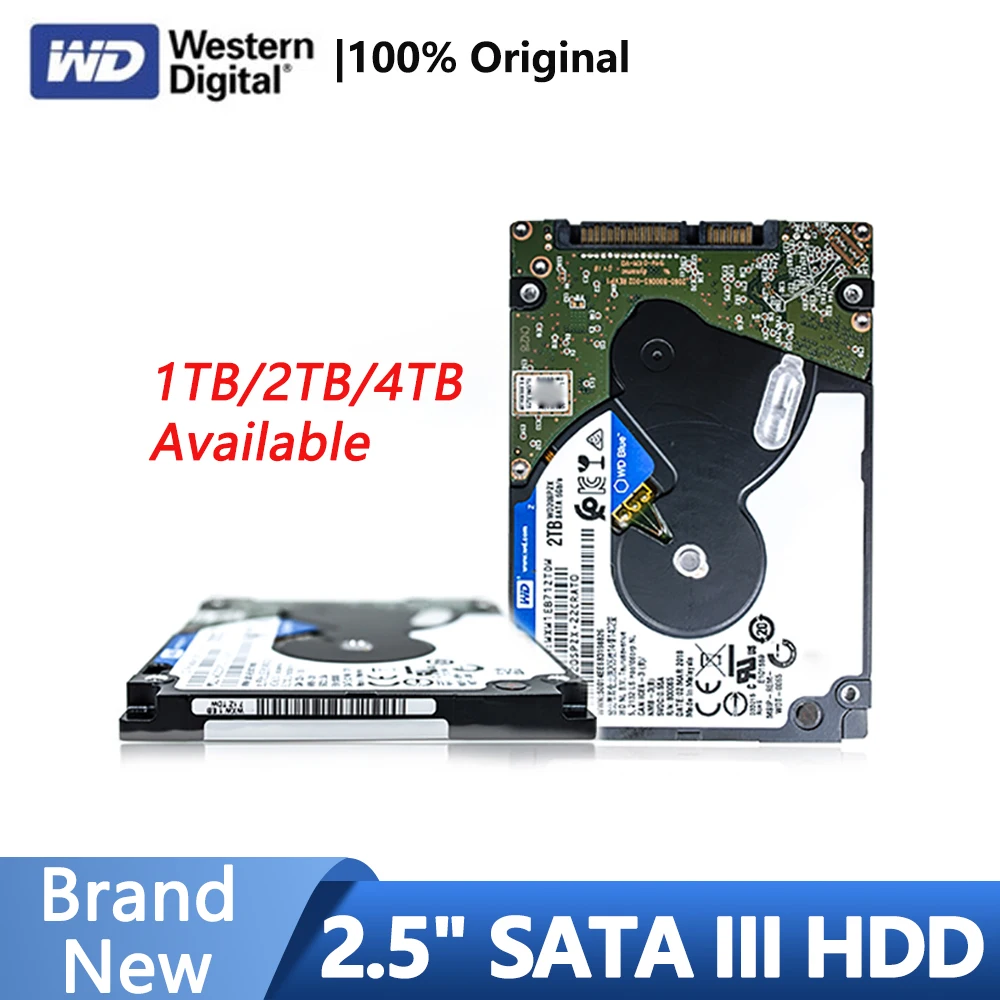 

Western Digital WD Blue 1TB 2TB 4TB 2.5" SATA III Internal Hard Drive 5400 RPM SATA 6Gb/s 128MB Slim HDD Cache For Notebook PS4