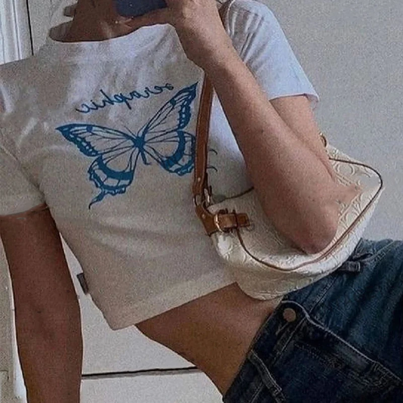 2000s vintage Women Streetwear Crop Top Y2k Aesthetic Cute Butterfly Graphic Print Short Sleeve Tee Summer Punk Grunge Fairy Tee
2000s vintage Women Streetwear Crop Top Y2k Aesthetic Cute Butterfly Graphic Print Short Sleeve Tee Summer Punk Grunge Fairy Tee