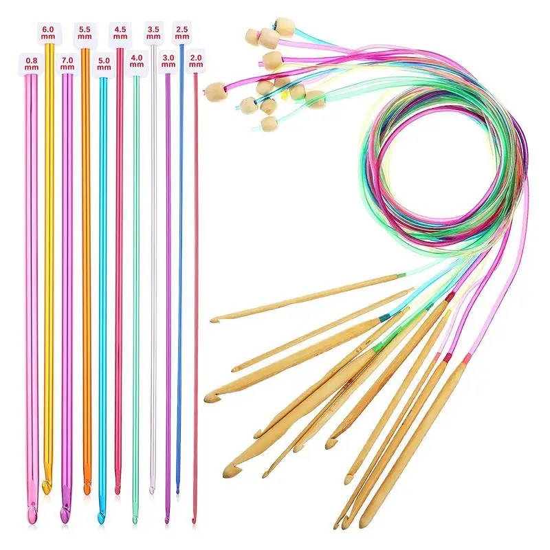 23PCS Aluminum Tunisian Crochet Hook Set Natural Bamboo Flexible Knitting Needles About 3-10mm With Beads Sewing Tools
23PCS Aluminum Tunisian Crochet Hook Set Natural Bamboo Flexible Knitting Needles About 3-10mm With Beads Sewing Tools
