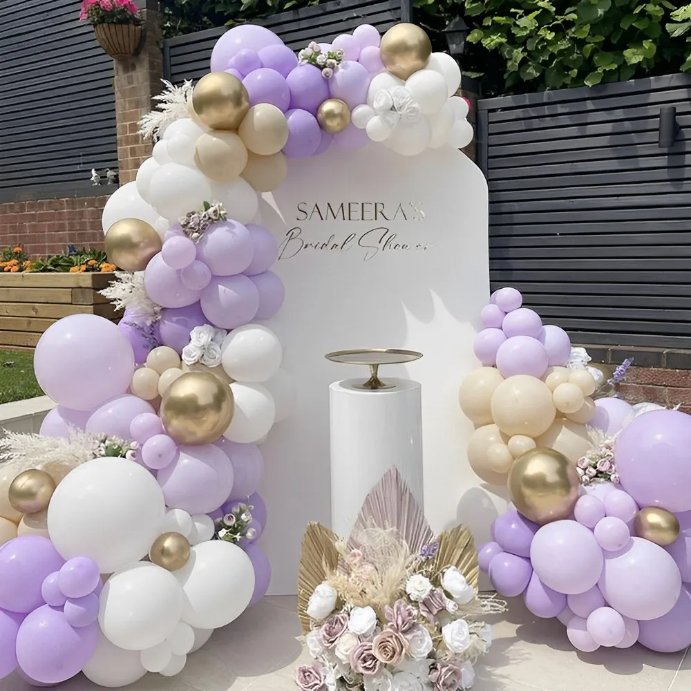 112pcs/Set Purple Balloons Garland Arch Kit White Gold Latex Ball Birthday Baby Shower Wedding Party Decoration Supplies 
112pcs/Set Purple Balloons Garland Arch Kit White Gold Latex Ball Birthday Baby Shower Wedding Party Decoration Supplies