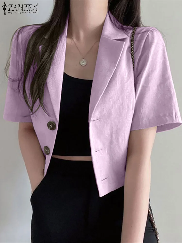 ZANZEA Womens Cotton Blazer 2022 Summer Short Sleeve Tops Casaul Solid Lapel Neck Office Lady Suits Outwears Female Streetwears
ZANZEA Womens Cotton Blazer 2022 Summer Short Sleeve Tops Casaul Solid Lapel Neck Office Lady Suits Outwears Female Streetwears