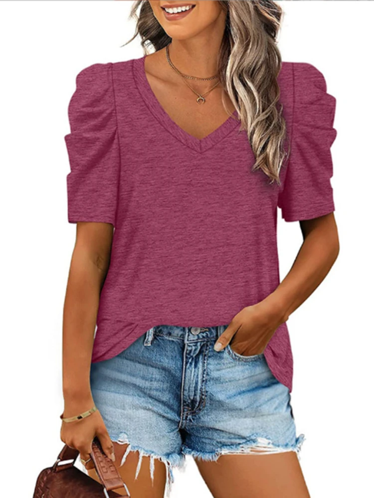 Women's V-Neck Short Sleeve T Shirts Summer Top Casual Vintage Solid Color Patchwork Clothing 2022 Pullover Y2K Fashion Tshirt
Women's V-Neck Short Sleeve T Shirts Summer Top Casual Vintage Solid Color Patchwork Clothing 2022 Pullover Y2K Fashion Tshirt