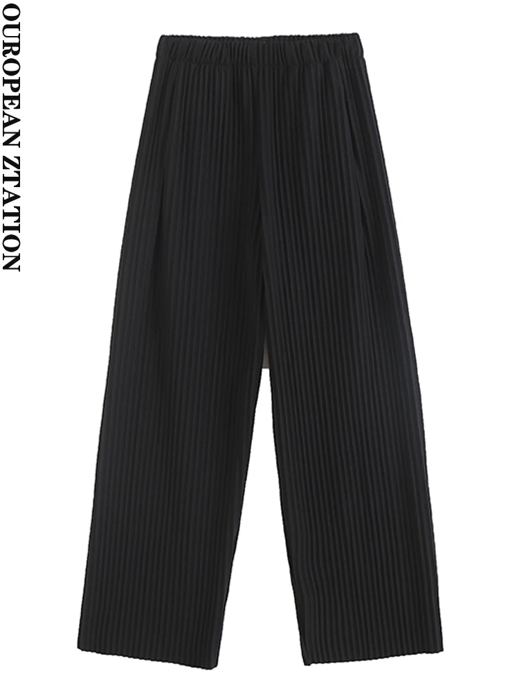 PAILETE Women 2023 fashion front pleat wide leg pants vintage high elastic waist female trousers mujer
PAILETE Women 2023 fashion front pleat wide leg pants vintage high elastic waist female trousers mujer
