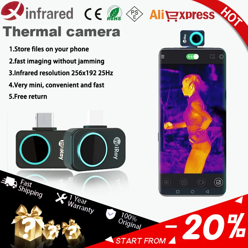 InfiRay Thermal Imager P2 Thermal Camera Resolution 256 x 192 25Hz P2 Night Vision for Phones Android Type C Interfac
InfiRay Thermal Imager P2 Thermal Camera Resolution 256 x 192 25Hz P2 Night Vision for Phones Android Type C Interfac