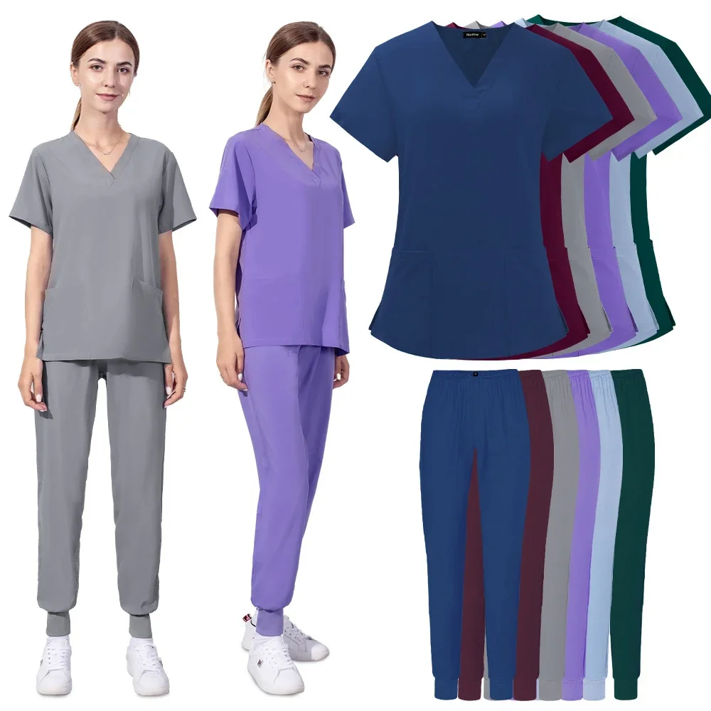

Women Scrubs Sets Nurse Accessories Medical Uniforms Slim Fit Dental Clinic Pet Operating Room Work Clothes Tops Jogger Suits