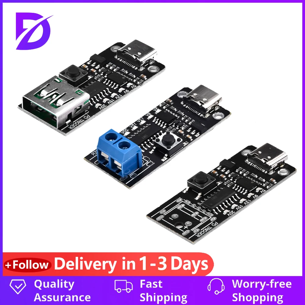 100W 5A USB Type-C QC Decoy Trigger Board 5V 9V 12V 15V 20V Output PD 2.0 3.0 Trigger Adapter Cable Connection Polling Detector
100W 5A USB Type-C QC Decoy Trigger Board 5V 9V 12V 15V 20V Output PD 2.0 3.0 Trigger Adapter Cable Connection Polling Detector