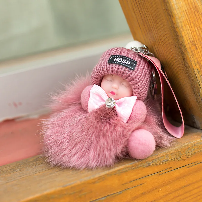New Sweet Sleeping Baby Doll Keychains Cute Doll Fluffy Pompom Key Chain Key Holder Bag For Women Girls Fashion Jewelry Gift
New Sweet Sleeping Baby Doll Keychains Cute Doll Fluffy Pompom Key Chain Key Holder Bag For Women Girls Fashion Jewelry Gift