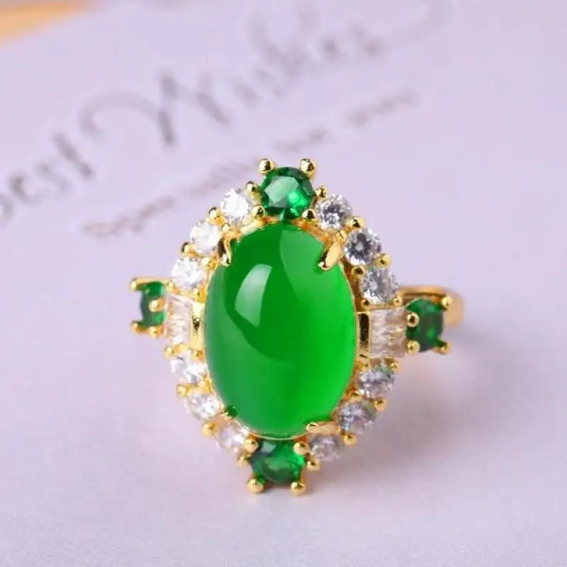 Green Chalcedony Ring Adjustable Women Genuine Natural Certified Jades Stone Zircon Rings Gifts For Ladies Jewelry Accessories
Green Chalcedony Ring Adjustable Women Genuine Natural Certified Jades Stone Zircon Rings Gifts For Ladies Jewelry Accessories