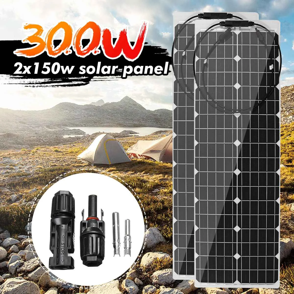 300W/150W Solar Panel 18V Semi-flexible Monocrystalline Solar Cell Home System Kit for Outdoor Car Yacht RV Battery Charger
300W/150W Solar Panel 18V Semi-flexible Monocrystalline Solar Cell Home System Kit for Outdoor Car Yacht RV Battery Charger