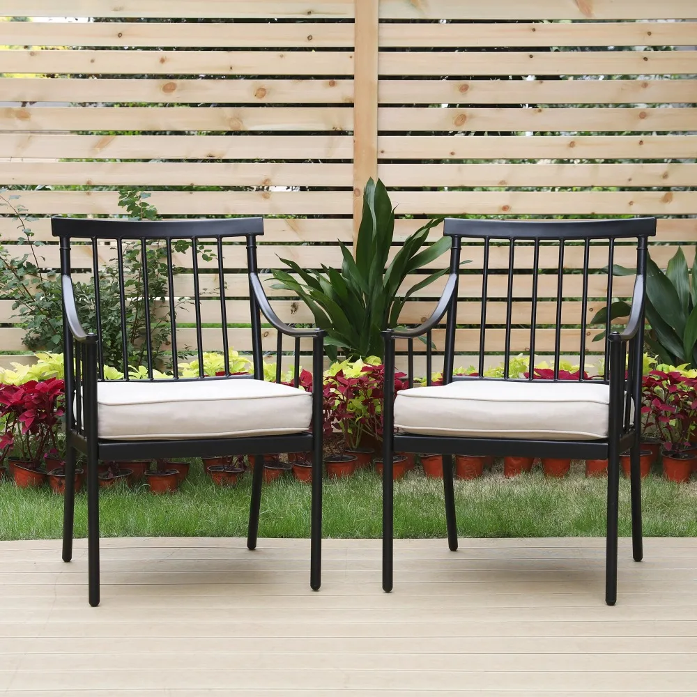 MF Studio Set of 2 Outdoor Patio Dining Chairs Cushioned Armchairs with Curved Back, Black&Beige
MF Studio Set of 2 Outdoor Patio Dining Chairs Cushioned Armchairs with Curved Back, Black&Beige