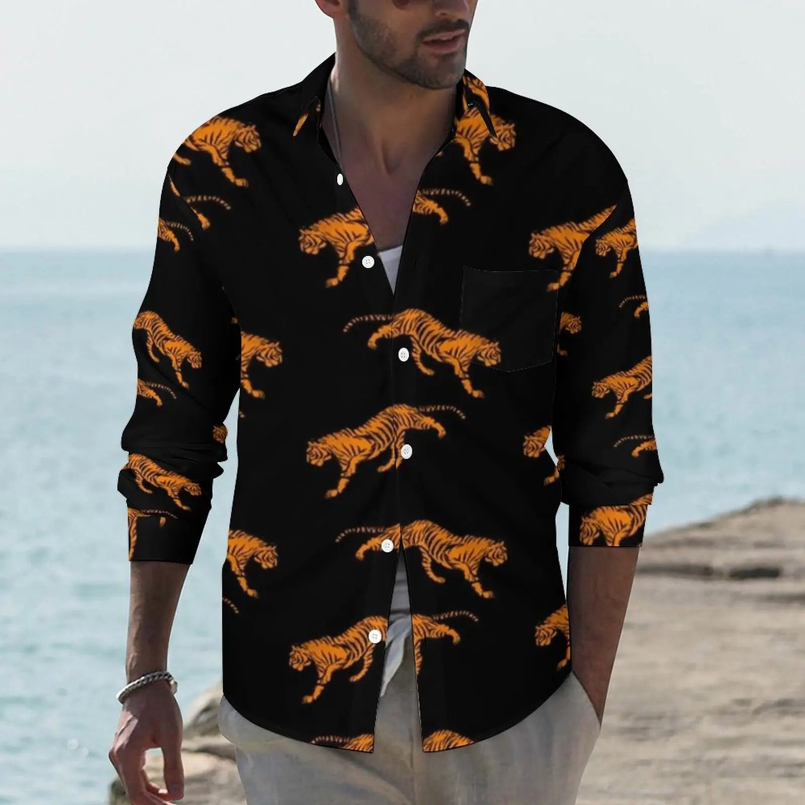 Stalking Tiger Shirt Men Wild Animal Print Casual Shirts Spring Street Design Blouses Long Sleeve Fashion Oversized Top Gift
Stalking Tiger Shirt Men Wild Animal Print Casual Shirts Spring Street Design Blouses Long Sleeve Fashion Oversized Top Gift