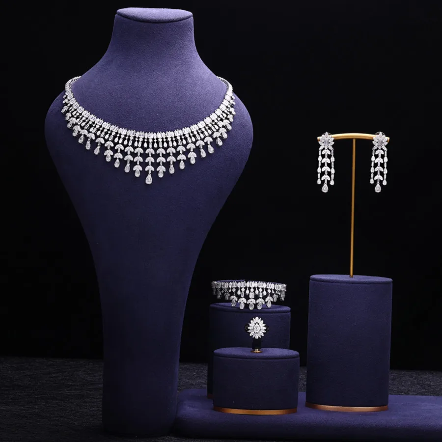 Fashion Wedding Bridal Jewelry Set CZ Zirconia 4pcs Necklace Earrings for Women White Gold Plated Party jewellery sets
Fashion Wedding Bridal Jewelry Set CZ Zirconia 4pcs Necklace Earrings for Women White Gold Plated Party jewellery sets