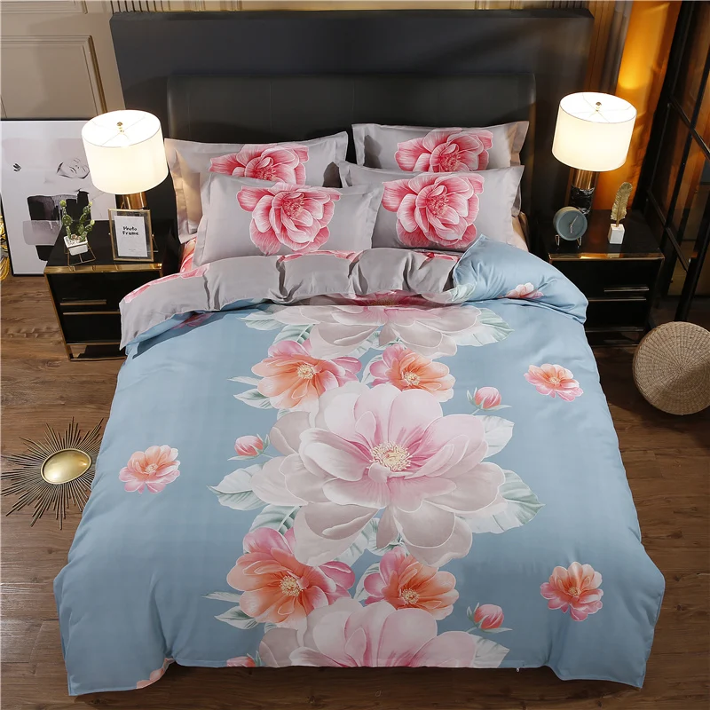 

4pcs Bedsheets Set with Pillows Case Bedding Quilts Bed Sheets Double Duvet Cover 2 Bedrooms Comforter Bedspread King Size Queen