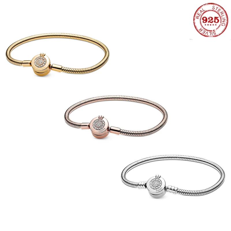 Genuine 925 Sterling Silver Rose Gold Crown Snake Bone Bracelet Suitable for Fashion European Love Bracelet Lady DIY Jewelry
Genuine 925 Sterling Silver Rose Gold Crown Snake Bone Bracelet Suitable for Fashion European Love Bracelet Lady DIY Jewelry