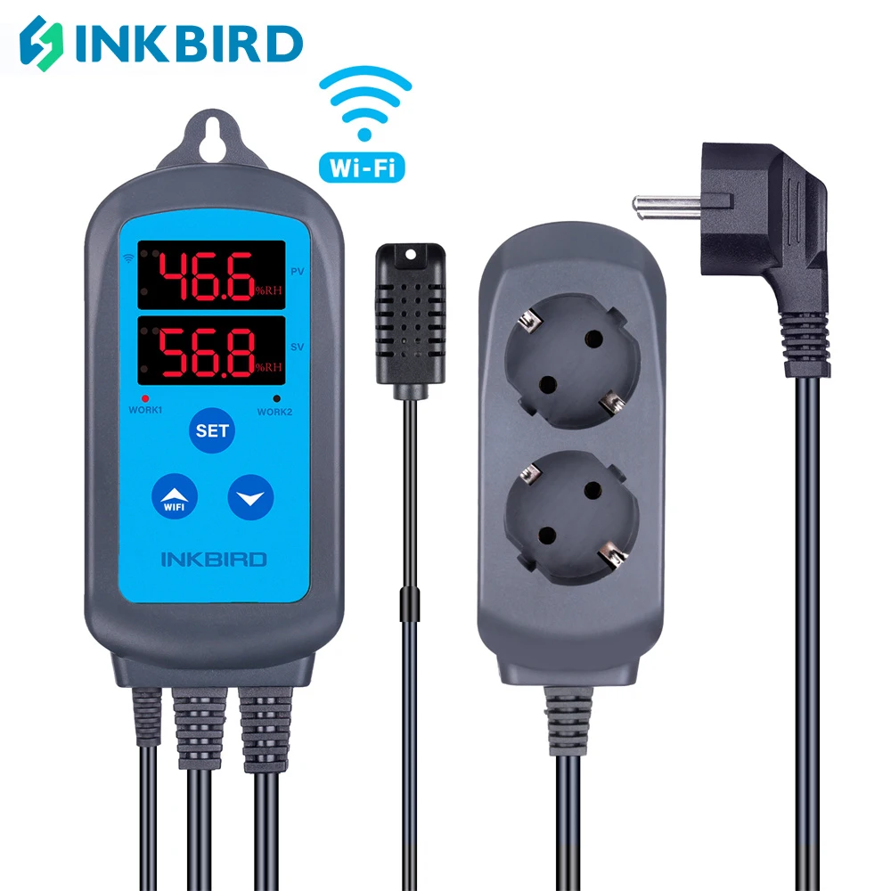 Электронный контроллер влажности INKBIRD IHC-200 & 200 с Wi-Fi и европейской вилкой для инкубации, поддержка увлажнителя, осушителя воздуха, iOS и Andriod