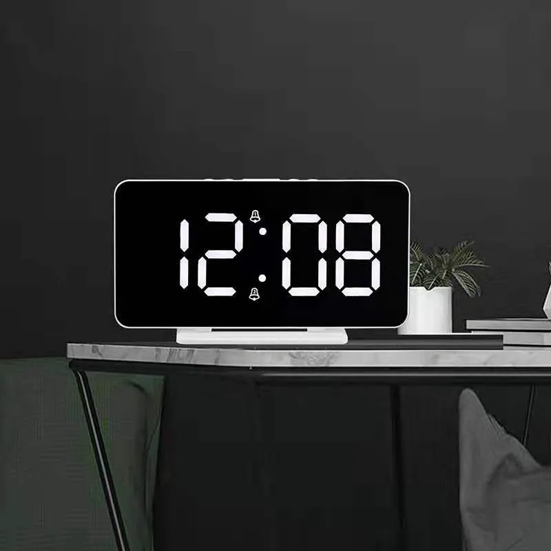 Electronic Clocks Electronic Plastic Digital Alarm Led Mirror Table Clock Digital Clock Sleeping Alarm Clock Photosensitive
Electronic Clocks Electronic Plastic Digital Alarm Led Mirror Table Clock Digital Clock Sleeping Alarm Clock Photosensitive