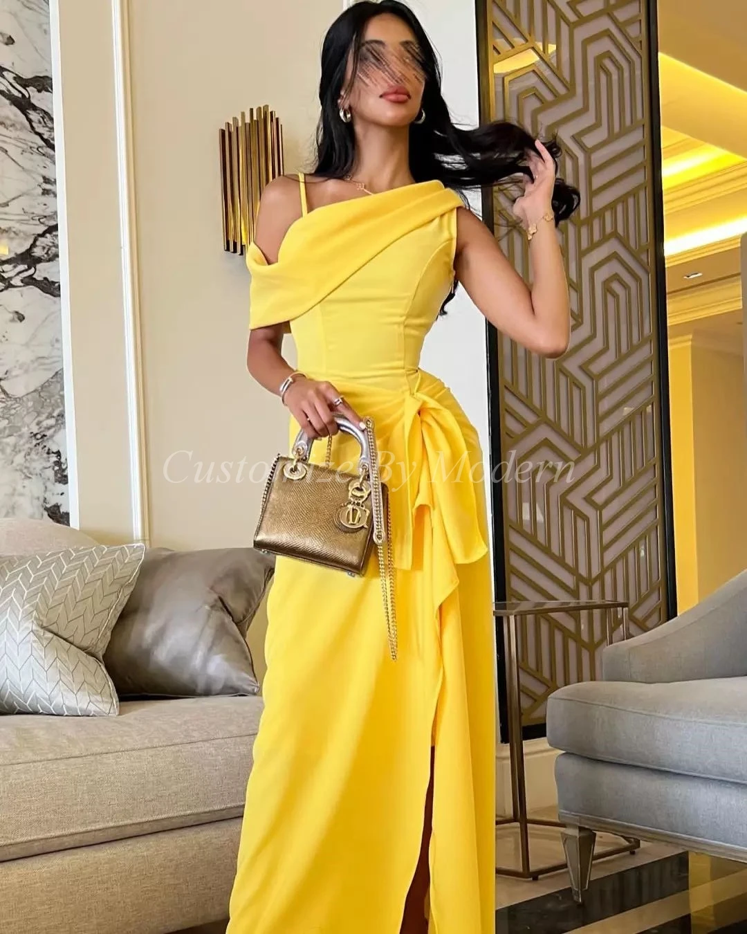 Yellow Chiffon Long Prom Dresses Sheath Off The Shoulder Ankle Length Saudi Arabic Women Prom Gowns Formal Party Dress
Yellow Chiffon Long Prom Dresses Sheath Off The Shoulder Ankle Length Saudi Arabic Women Prom Gowns Formal Party Dress