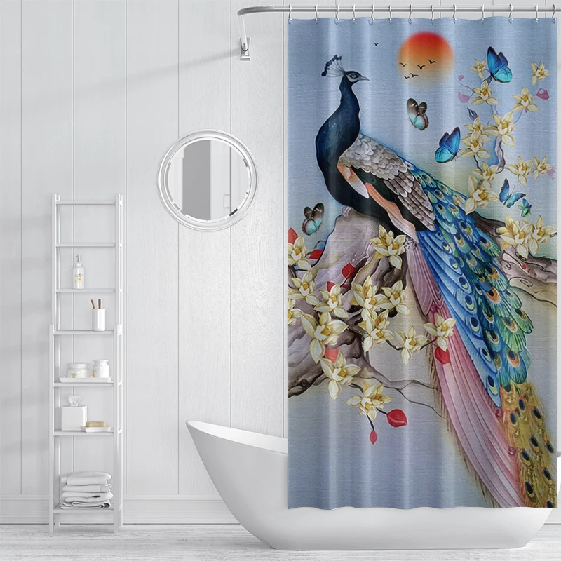 Small Size Peacock Printed Waterproof Fabric Shower Curtain Home With Hooks Mildew Proof Bathroom Birds Bath Curtains Cloth Sets
Small Size Peacock Printed Waterproof Fabric Shower Curtain Home With Hooks Mildew Proof Bathroom Birds Bath Curtains Cloth Sets