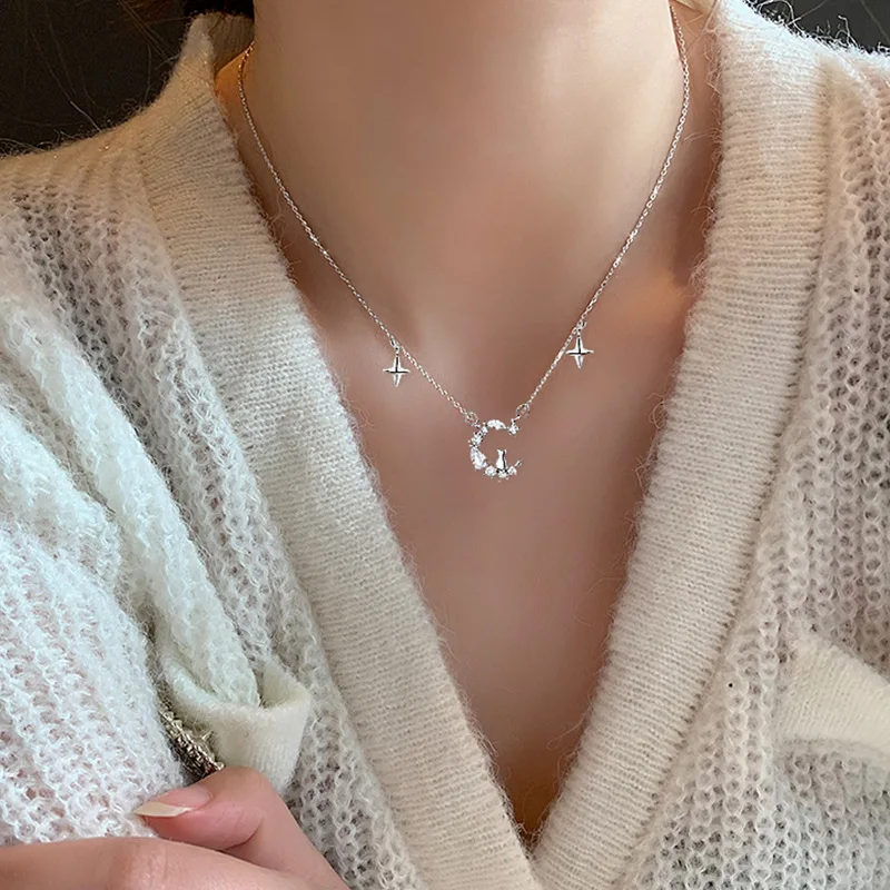 Ожерелье серебряного цвета с кисточкой из циркония, звезда, луна, милая кошка, Очаровательное ожерелье, кулон для женщин, свадебные ювелирны...
Ожерелье серебряного цвета с кисточкой из циркония, звезда, луна, милая кошка, Очаровательное ожерелье, кулон для женщин, свадебные ювелирны...