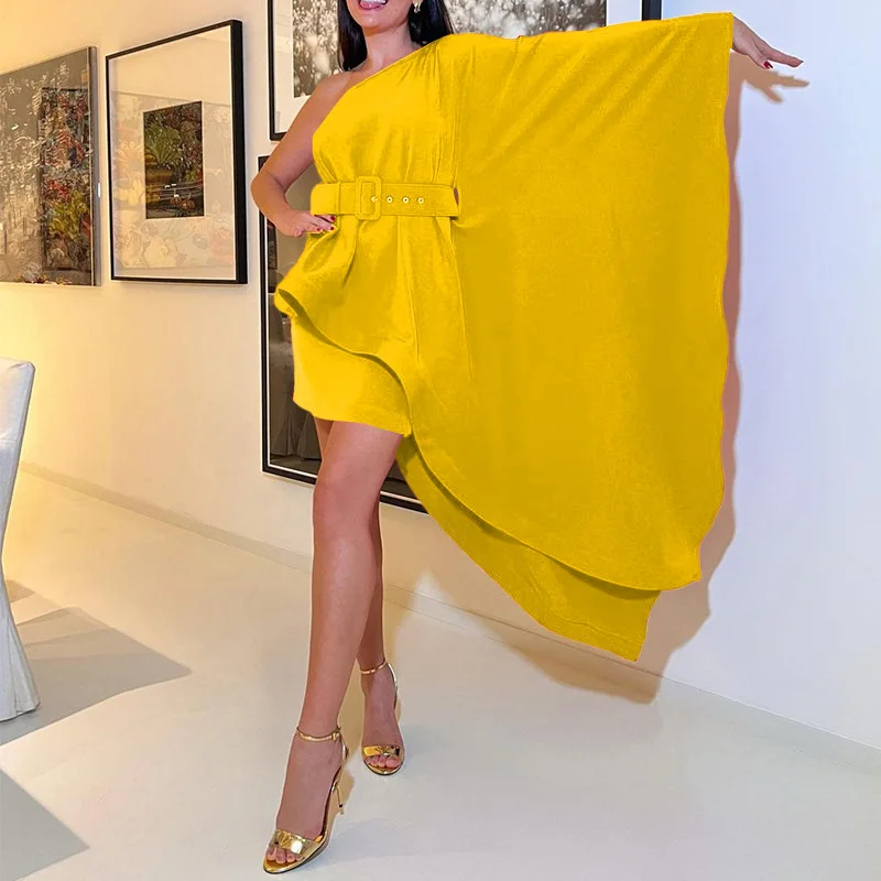 Spring Women New Chic Loose Shawl Style Mini Dress Casual Party Backless Dresses Ladies Fashion One Shoulder Sleeve Belted Dress
Spring Women New Chic Loose Shawl Style Mini Dress Casual Party Backless Dresses Ladies Fashion One Shoulder Sleeve Belted Dress